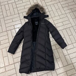 Marmot Women's Black Puffer Coat with Fur Trim